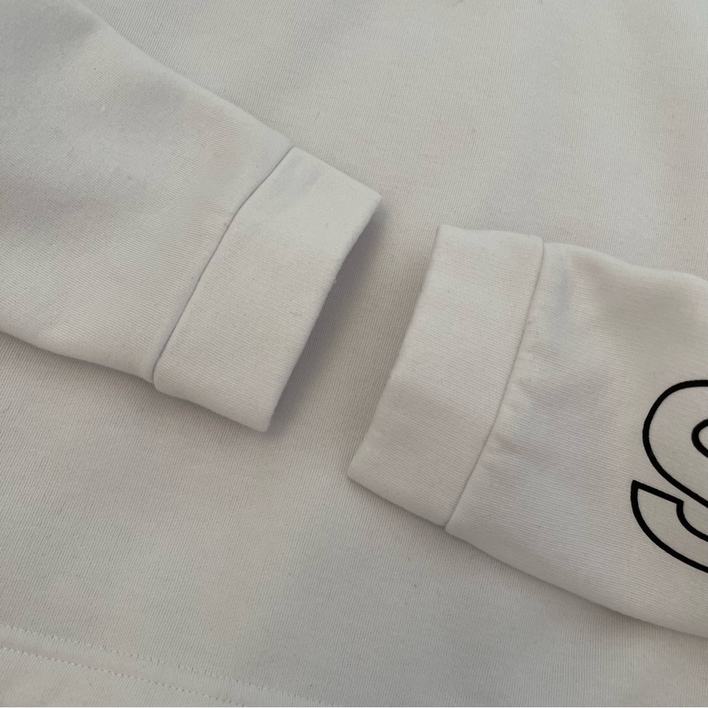 adidas White Half-Zip Sweatshirt with Sleeve Logo - Picture 6 of 11